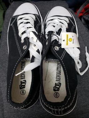 Revolution Black & White Low-Top Canvas Sneakers